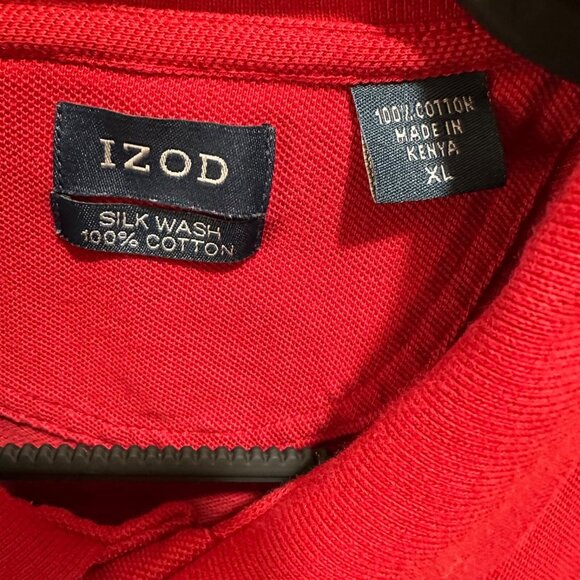 IZOD Mens Size XL Red Silk Wash 100% Cotton‎ Stretch Embroidered Logo Polo - Picture 4 of 5